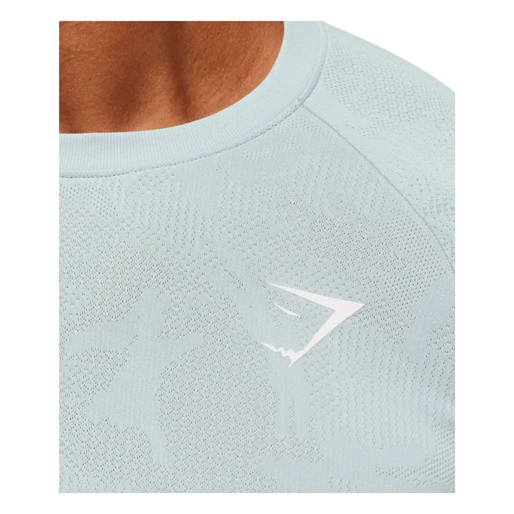 Gymshark Geo Seamless Long Sleeve T-Shirt Smoke Blue