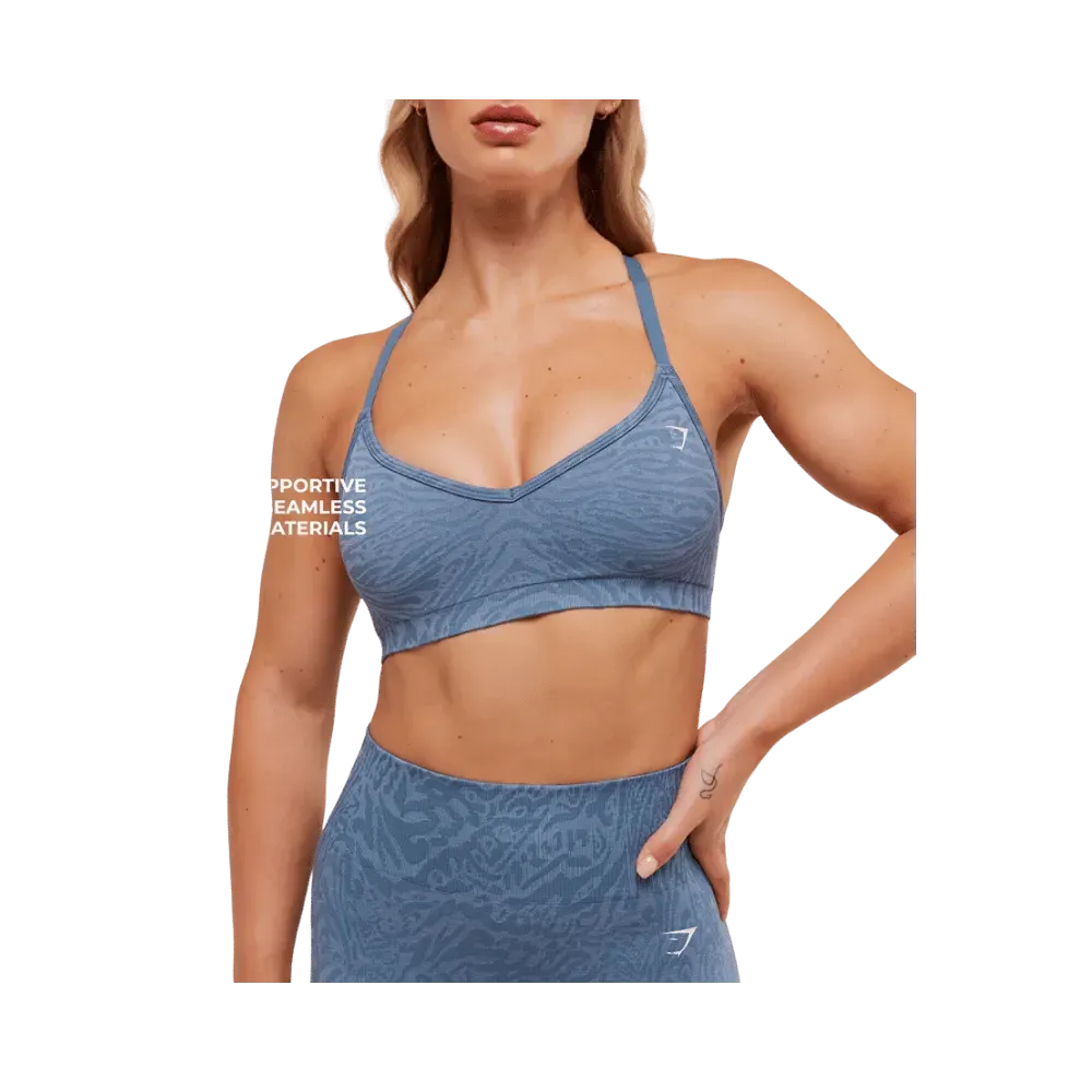 Gymshark Adapt Animal Seamless Sports Bra Worn Blue/Peri Blue