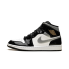 Jordan 1 Mid SE Patent Black White Metallic Silver Metallic Gold
