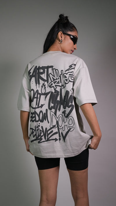 RUST GRAFFITI GREY WOMEN’S OVERSIZED T-SHIRT