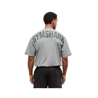 Gymshark Power T-Shirt Oversized Fit Charcoal Core Marl/Trail Green