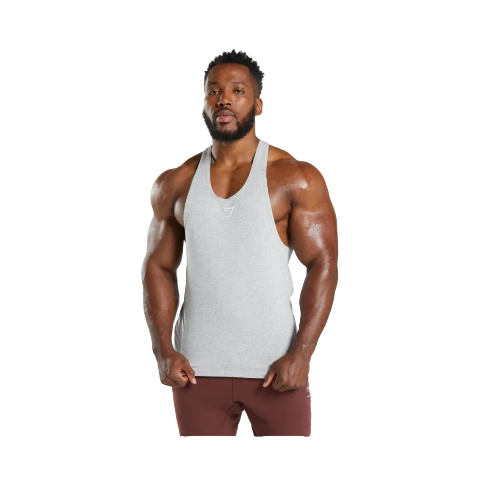 Gymshark React Stringer Slim Fit Light Grey Core Marl