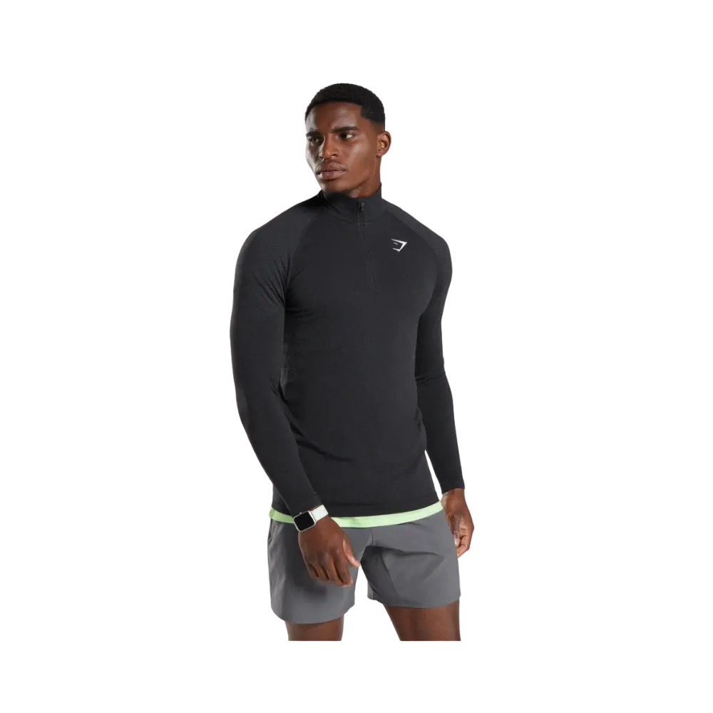 Gymshark Vital Seamless 1/4 Zip Slim Fit Black/Silhouette Grey
