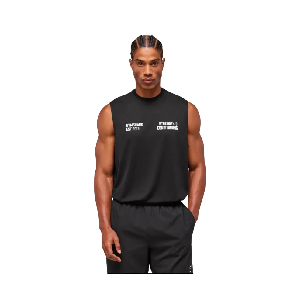 Gymshark GFX Conditioning 5 OS Synthetic Cut Off Oversized Fit Black