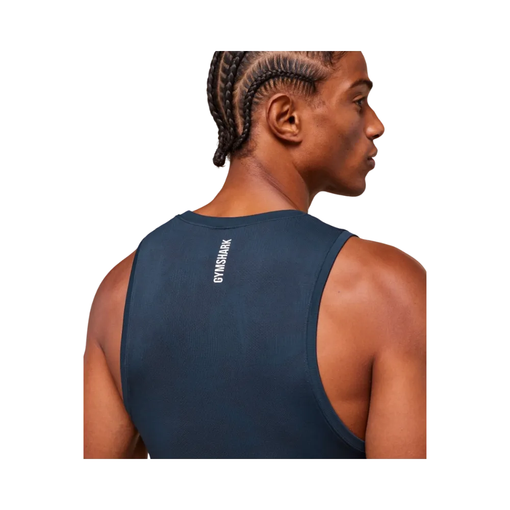 Gymshark Geo Seamless Tank Slim Fit Navy/Heavy Blue