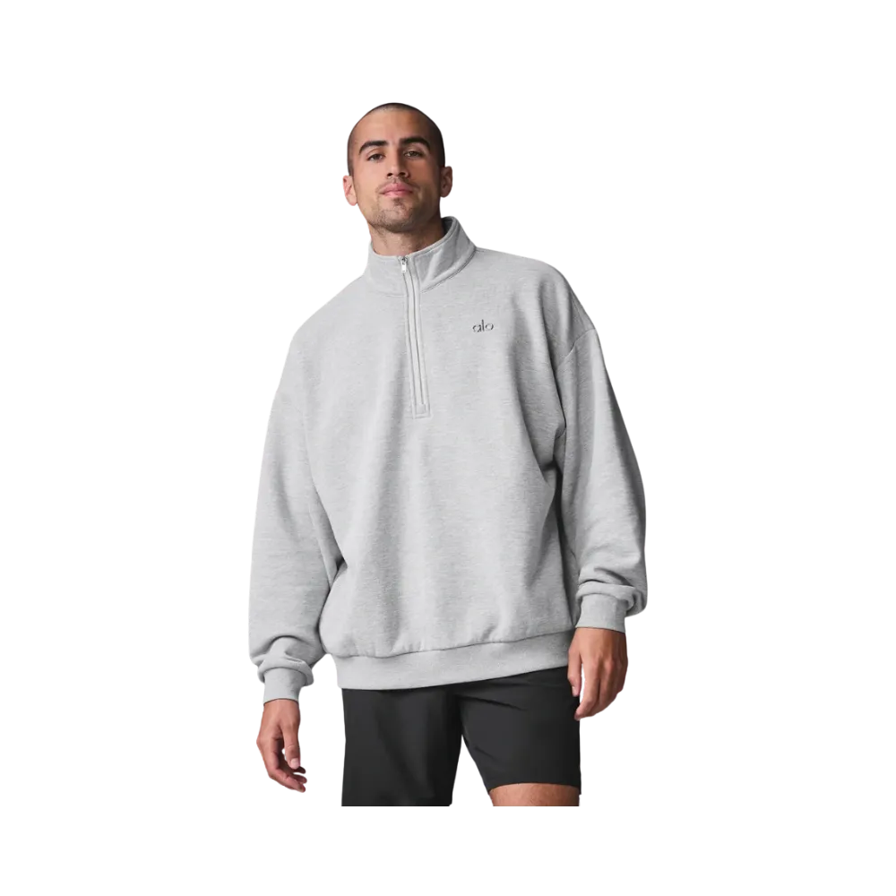 Alo Men's Accolade 1/4 Zip Pullover Athletic Heather Grey