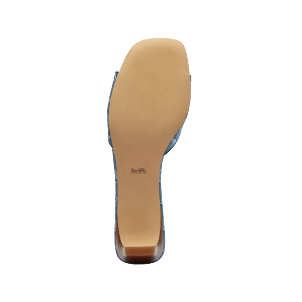 Coach Bow Kitten Heel In Signature Denim