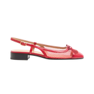 Valentino Valet Du Roi Slingback Ballerina In Mesh And Kidskin 25mm Rouge Pur