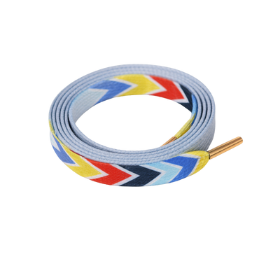 Colorful zigzag patterned Gradient shoelaces on a white background