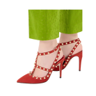 Valentino Rockstud Suede Pumps 100mm Red