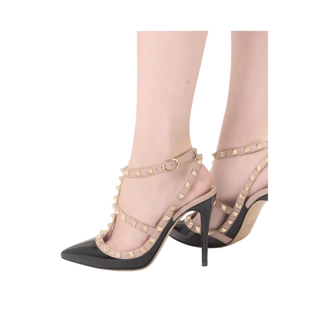 Valentino Patent Rockstud Caged Pump 100mm Black