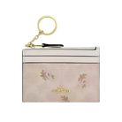 Coach Mini Skinny Id Case In Signature Canvas With Floral Print Gold/Sand Multi