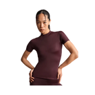 Nike X Skims Shine Women's Mock-Neck Short-Sleeve Top CURRANT