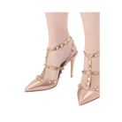 Valentino Rockstud Pump In Laminated Nappa Leather 100mm Rose Cannelle