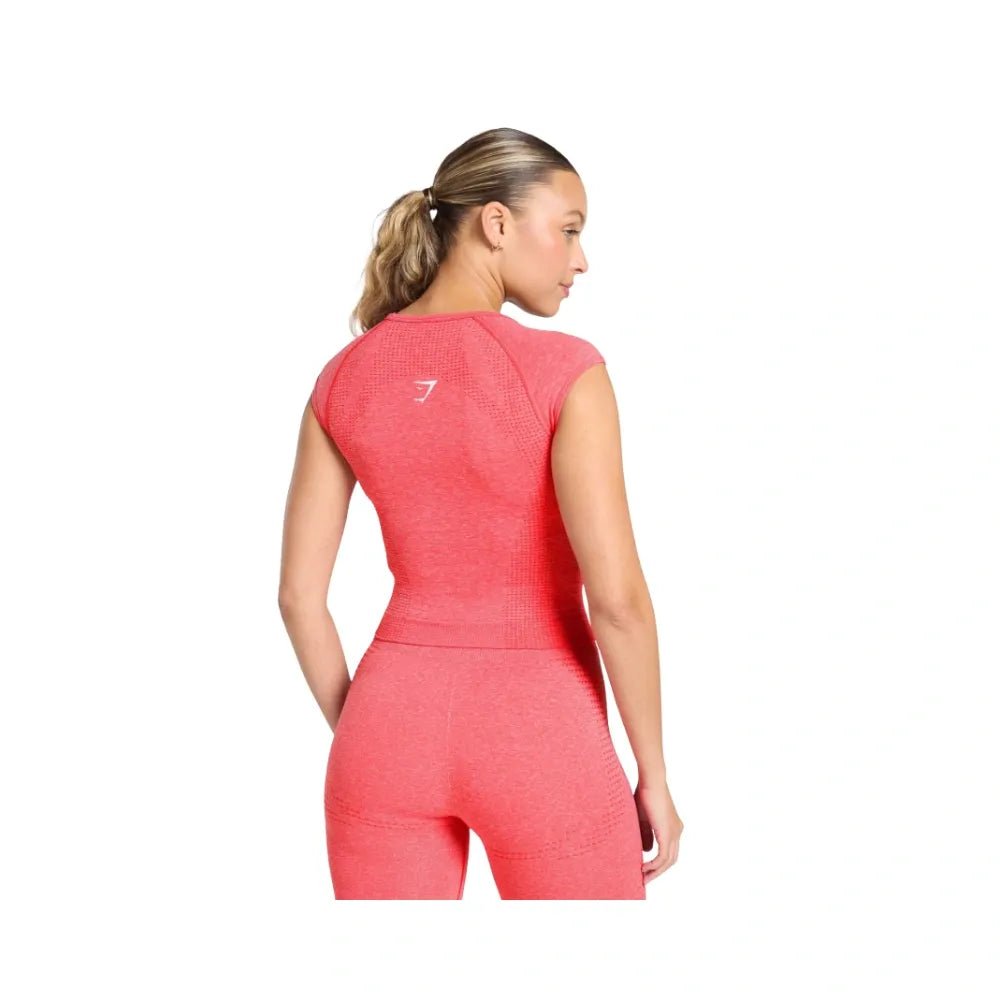 Gymshark Vital Scoop Neck Top Coral Red Marl