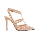 Valentino Rockstud Lace Pump With Straps 100mm Skin