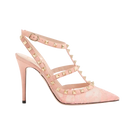 Valentino Rockstud Lace Pump With Straps 100mm Peach Rose