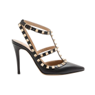 Valentino Rockstud Grainy Leather Ankle Strap Pump 100mm Black