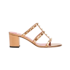 Valentino Rockstud Slide Sandal In Laminated Nappa Leather 60mm Gold