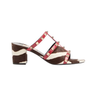 Valentino Rockstud Slide Sandal In Pony-Effect Calfskin 60mm Marrone