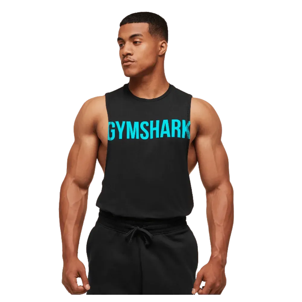 Gymshark Prime Drop Arm Tank Black/Brand Blue