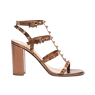 Valentino Rockstud Metallic Calfskin Ankle Strap Sandal 90mm Bronze