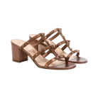 Valentino Rockstud Metallic Calfskin Leather Slide Sandal 60mm Bronze