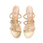 Valentino Rockstud Slide Sandal In Laminated Nappa Leather 60mm Antique Brass
