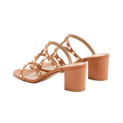 Valentino Rockstud Calfskin Leather Slide Sandal 60mm Almond
