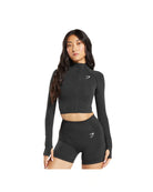 Gymshark Vital Midi Zip Up Jacket Black Marl