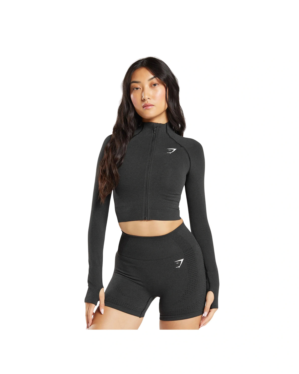 Gymshark Vital Midi Zip Up Jacket Black Marl