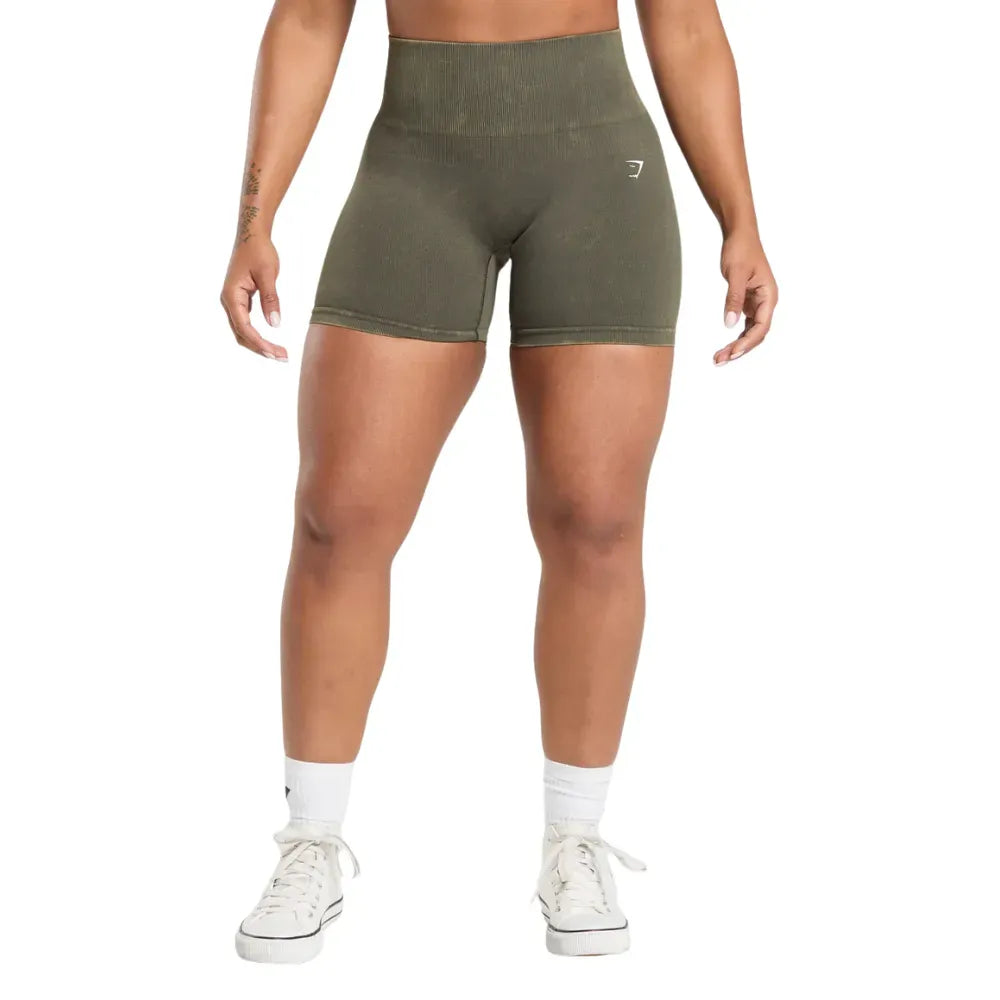 Gymshark Gains Seamless Washed Shorts Strength Green