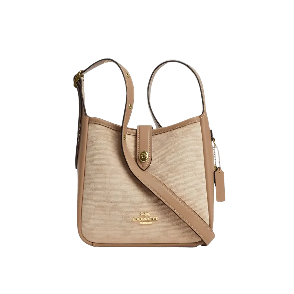 Coach Hadley Mini Crossbody Bag With Signature Canvas in Gold Dark Natural