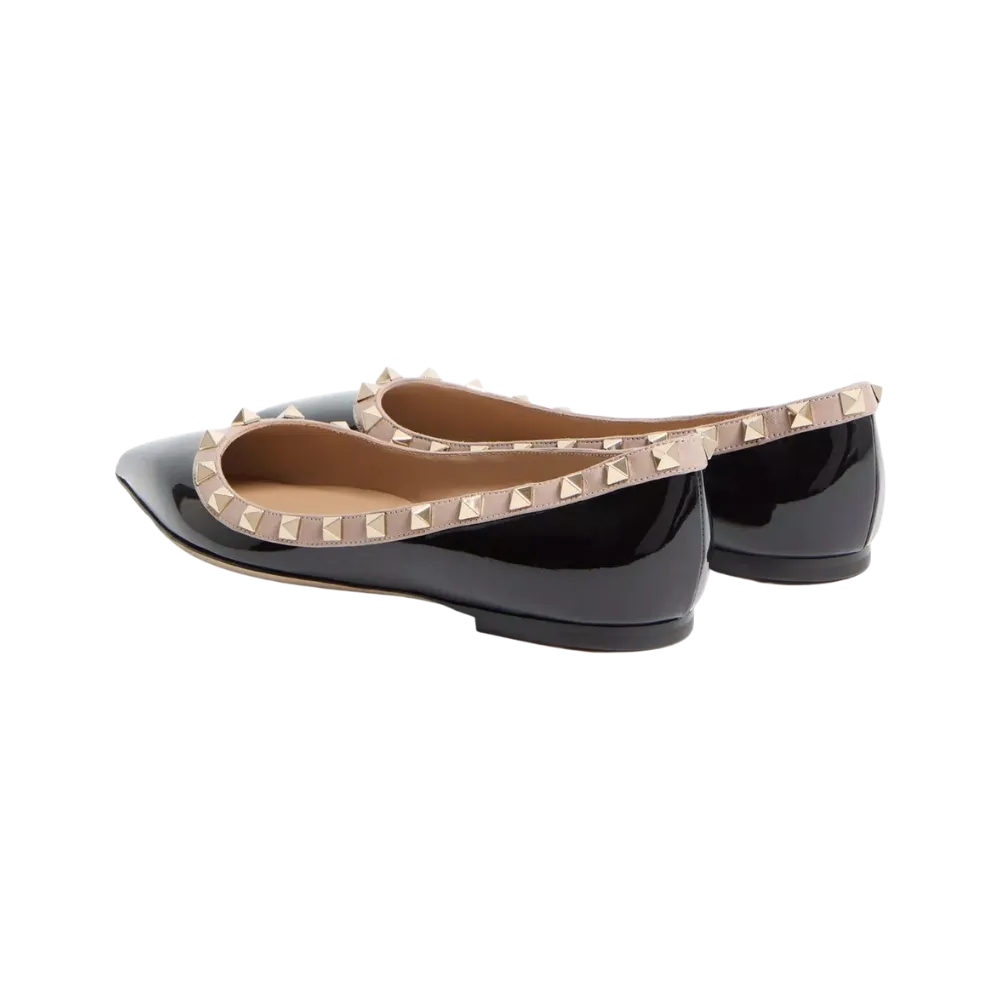 Valentino Patent Rockstud Ballet Flat Black