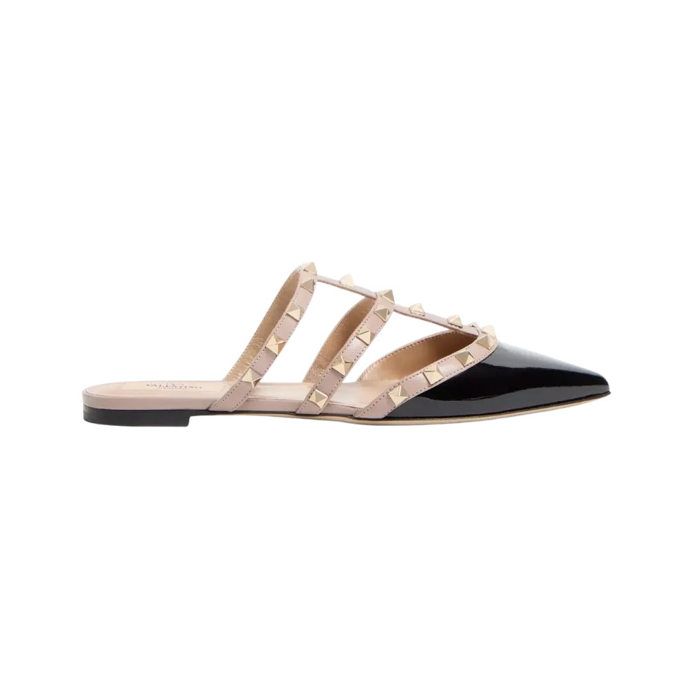 Valentino Rockstud Patent-Leather Mule Black