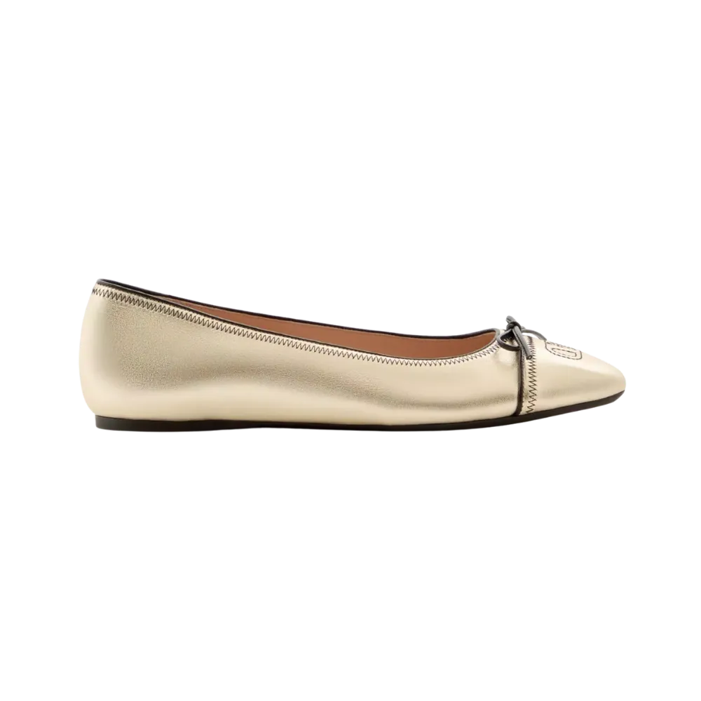 Valentino VLogo Signature Ballerina In Laminated Nappa 05mm Platinum