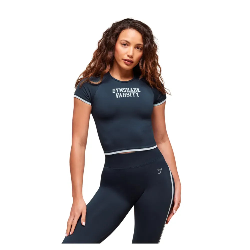 Gymshark Lift Varsity Seamless Midi T-Shirt Heavy Blue