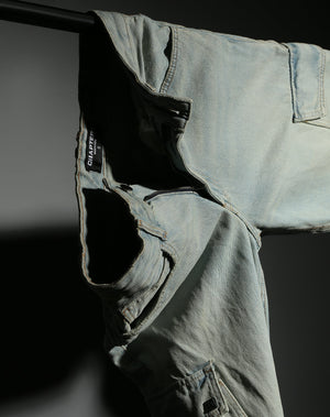 Light Blue Denim Cargos for men with cargo pockets
