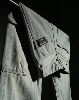 Light Blue Denim Cargos for men with cargo pockets
