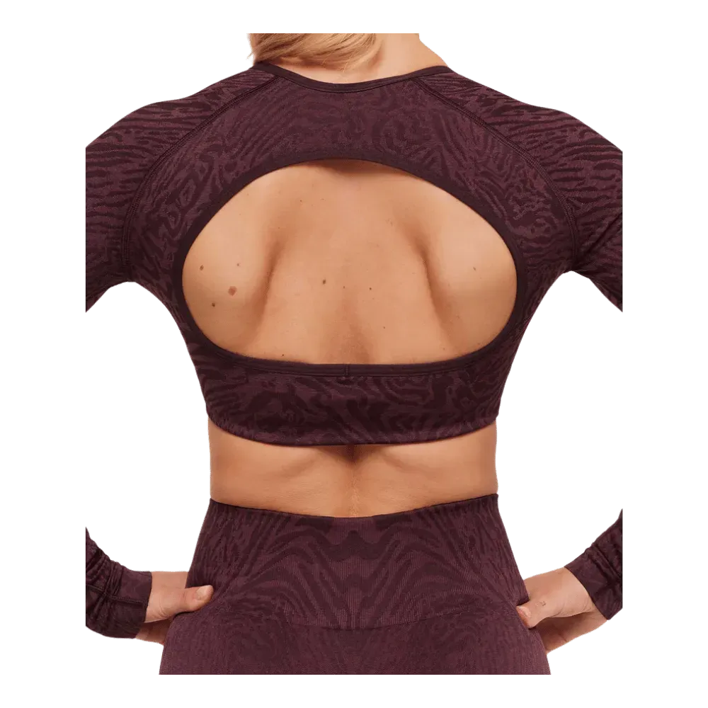 Gymshark Adapt Animal Long Sleeve Crop Top Cherry Purple/Reset Pink