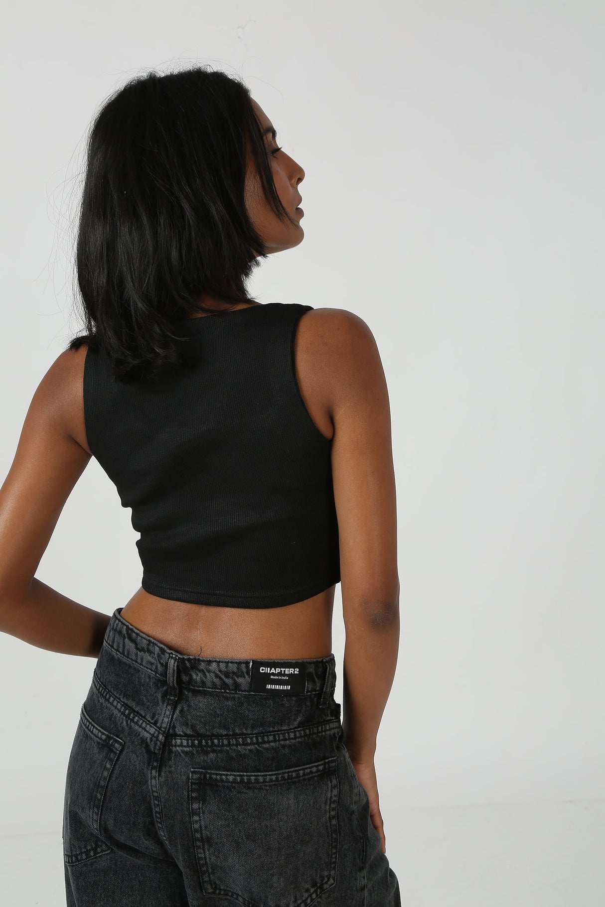 Black Ribbed Crop Top