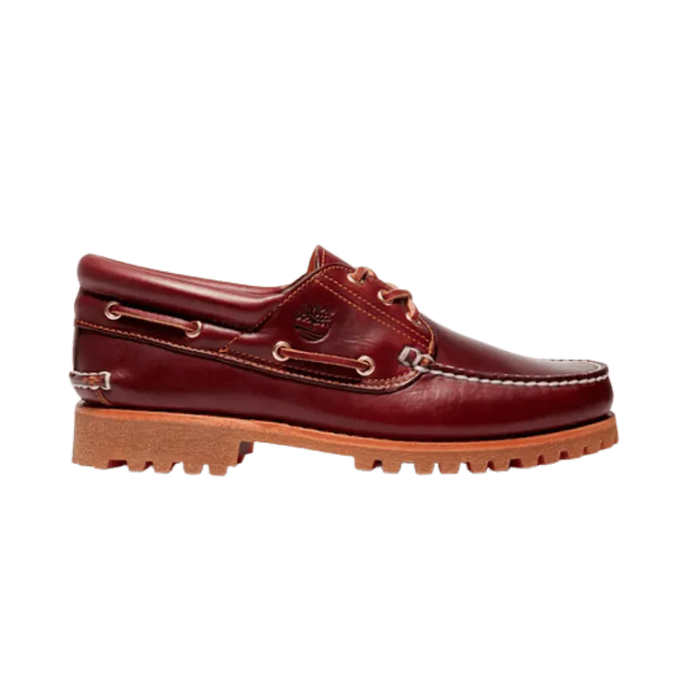 Timberland Authentic 3-Eye Lug Handsewn Boat Shoe Burgundy Men'S