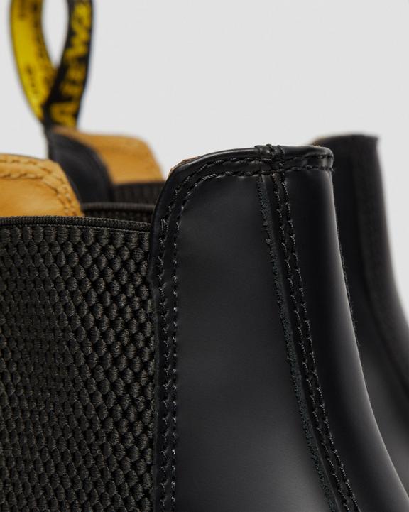 Dr Martens Yellow Stitch Smooth Leather Chelsea Boots - Black