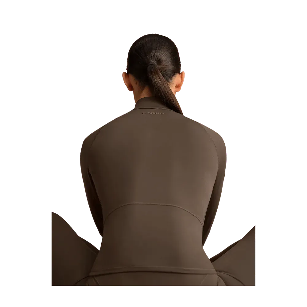 Nike X Skims Matte Women's Mock-Neck Full-Zip Jacket Dark Sepia