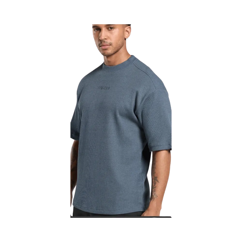 Gymshark Waffle Oversized T-Shirt Titanium Blue