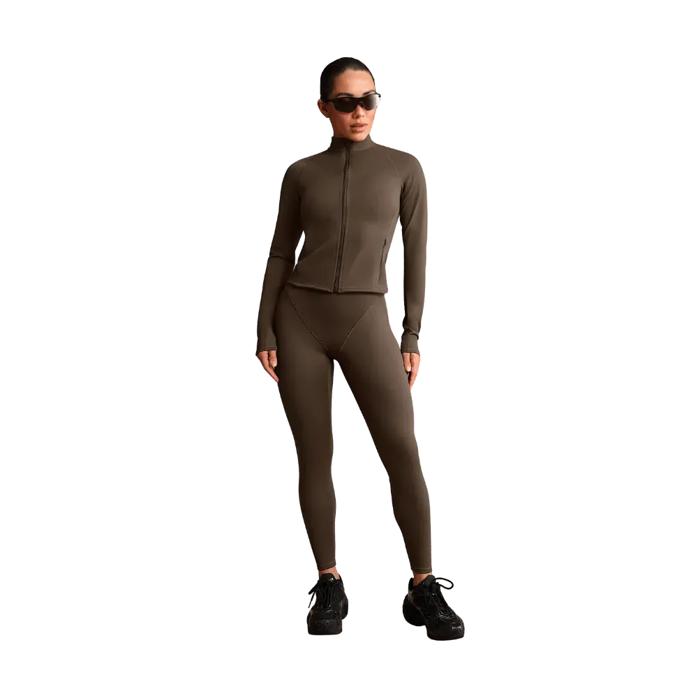 Nike X Skims Matte Women's Mock-Neck Full-Zip Jacket Dark Sepia