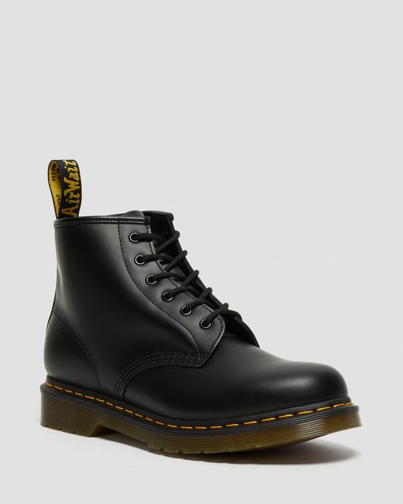 Dr Martens Yellow Stitch Smooth Leather Ankle Boots - Black