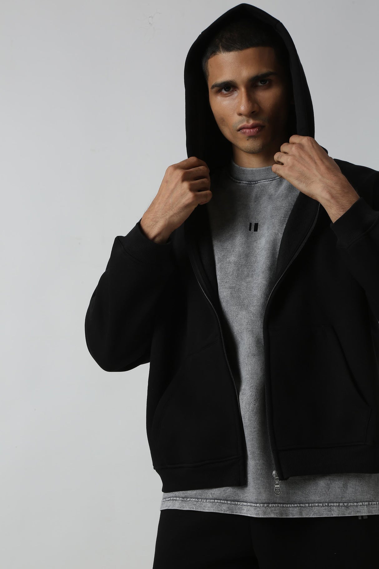 The Everyday Black Hooded Zipper