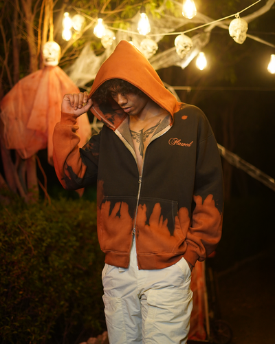 Ember Orange - Washed Oversized Zipper Hood