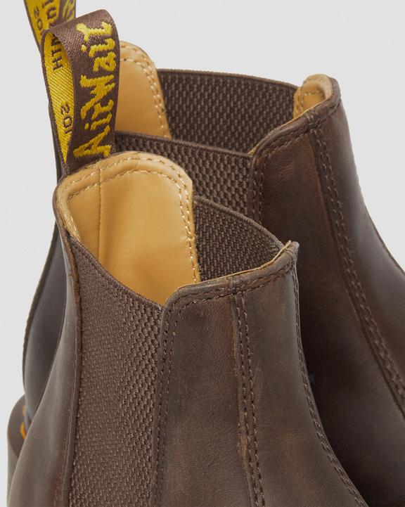 Dr Martens Yellow Stitch Crazy Horse Leather Chelsea Boots - Dark Brown
